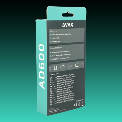 AVAX AD600 CONNECT+ Szupergyors kártyaolvasó Type C 3.2-SD/MICRO SD