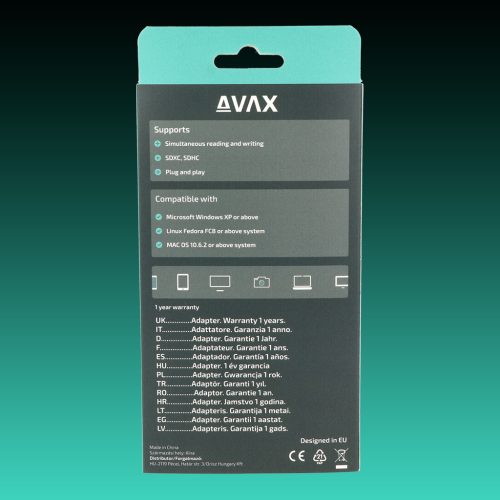 AVAX AD600 CONNECT+ Szupergyors kártyaolvasó Type C 3.2-SD/MICRO SD