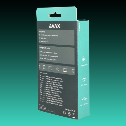 AVAX AD600 CONNECT+ Szupergyors kártyaolvasó Type C 3.2-SD/MICRO SD