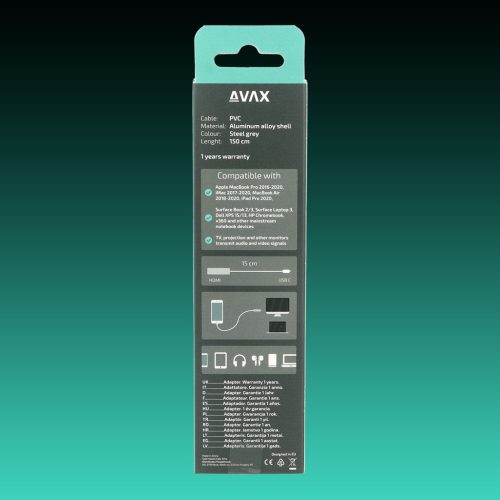 AVAX AD603 CONNECT+ Type C-HDMI 4K/60Hz adapter,alumínium