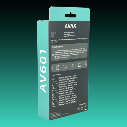 AVAX AV601 Displayport-HDMI 2.0 4K/60Hz AV kábel, 2 méter