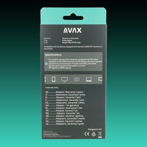 AVAX AV601 Displayport-HDMI 2.0 4K/60Hz AV kábel, 2 méter