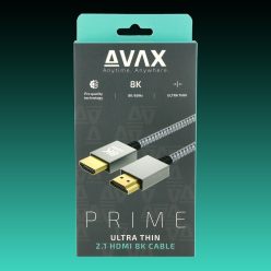   AVAX AV900 PRIME 2.1 HDMI 8K/60Hz Ultra vékony cink ötvözetű sodorszálas kábel, asztroszürke