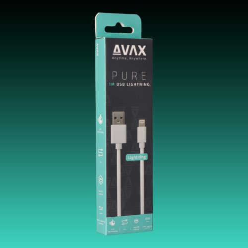 AVAX CB-104W PURE USB A-Lightning 1m kábel 2.1A, fehér