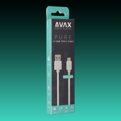 AVAX CB-123W PURE USB A-Type C 2m kábel 2.1A, fehér