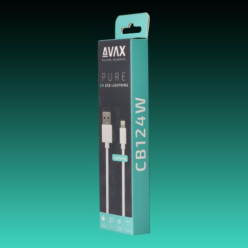 AVAX CB-124W PURE USB A-Lightning 2m kábel 2.1A, fehér