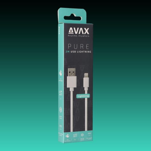 AVAX CB-124W PURE USB A-Lightning 2m kábel 2.1A, fehér