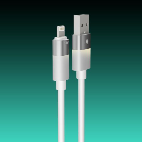 AVAX CB310 GLOWY USB-A - Lightning töltőkábel 1m, fehér