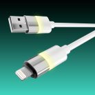 AVAX CB311 GLOWY USB-A - Lightning töltőkábel 2m, fehér