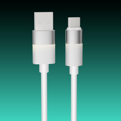 AVAX CB312 GLOWY 18W USB-A - USB-C gyorstöltő kábel 1m, fehér