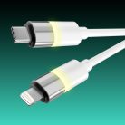 AVAX CB315 GLOWY 27W USB-C - Lightning gyorstöltő kábel 2m, fehér