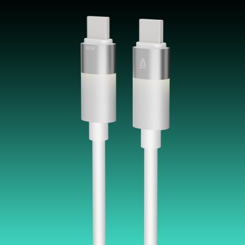 AVAX CB317 GLOWY 60W USB-C gyorstöltő kábel 2m, fehér