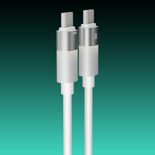 AVAX CB317 GLOWY 60W USB-C gyorstöltő kábel 2m, fehér