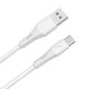 AVAX CB3301 18W USB-A–USB-C gyorstöltő szilikon kábel, 1.5 m, fehér
