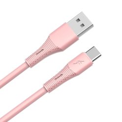   AVAX CB3303 18W USB-A–USB-C gyorstöltő szilikon kábel 1.5 m, rózsaszín