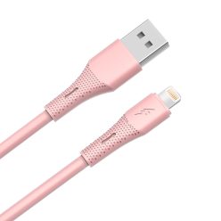   AVAX CB3306 USB-A–Lightning szilikon töltőkábel 1.5 m, rózsaszín