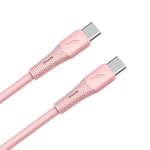 AVAX CB3309 60W USB-C gyorstöltő szilikon kábel 1.5 m, rózsaszín