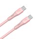 AVAX CB3309 60W USB-C gyorstöltő szilikon kábel 1.5 m, rózsaszín