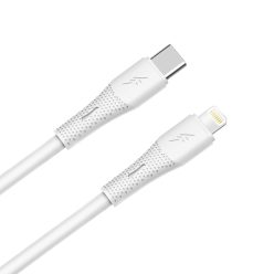   AVAX CB3310 27W USB-C–Lightning gyorstöltő szilikon kábel 1.5 m, fehér