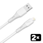 AVAX CB4302 2x USB-A–Lightning szilikon töltőkábel csomag 1.5 m, fehér