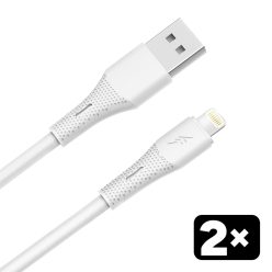   AVAX CB4302 2x USB-A–Lightning szilikon töltőkábel csomag 1.5 m, fehér