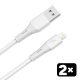 AVAX CB4302 2x USB-A–Lightning szilikon töltőkábel csomag 1.5 m, fehér