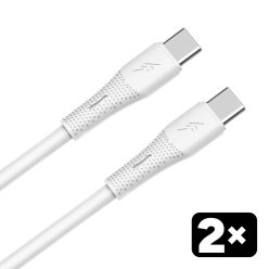   AVAX CB4303 2x 60W USB-C gyorstöltő szilikon kábel csomag 1.5 m, fehér