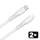 AVAX CB4304 2x 27W USB-C–Lightning szilikon töltőkábel csomag 1.5 m, fehér