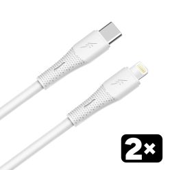   AVAX CB4304 2x 27W USB-C–Lightning szilikon töltőkábel csomag 1.5 m, fehér