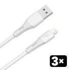 AVAX CB4306 3x USB-A–Lightning szilikon töltőkábel csomag 1.5 m, fehér