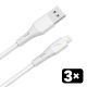 AVAX CB4306 3x USB-A–Lightning szilikon töltőkábel csomag 1.5 m, fehér