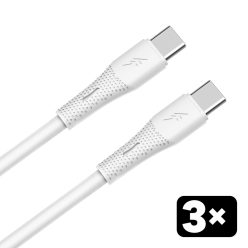   AVAX CB4307 3x 60W USB-C gyorstöltő szilikon kábel csomag 1.5 m, fehér