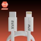 USB-C Lightning mágneses kábel, 27W gyorstöltő kábel, fonott töltőkábel iPhone-hoz, összegabalyodásmentes töltőkábel, prémium iPhone töltőkábel, mágneses Lightning kábel, USB-C gyorstöltő kábel, tartó