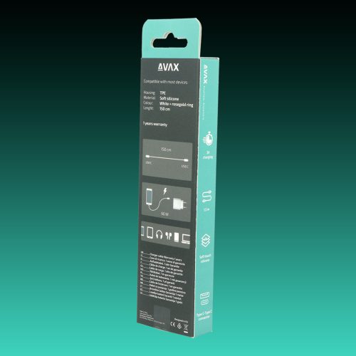 AVAX CB622 CREAMY+ Type C-Type C 60W, 1.5m gyorstöltő kábel, fehér-roséarany