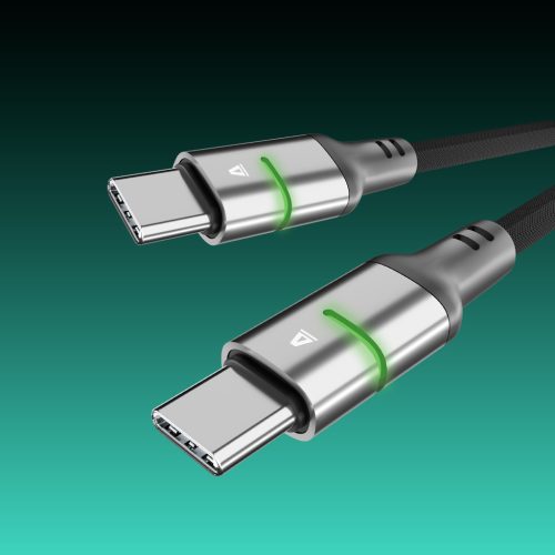 AVAX CB632 STEELY LED 60W USB-C gyorstöltő kábel, fonott, 1m, fekete