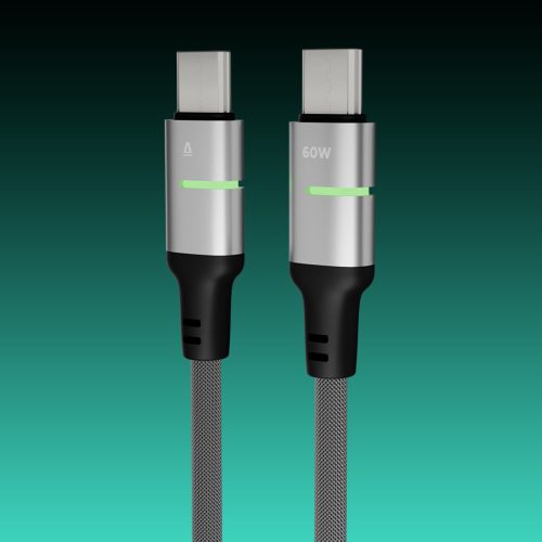 AVAX CB632 STEELY LED 60W USB-C gyorstöltő kábel, fonott, 1m, fekete