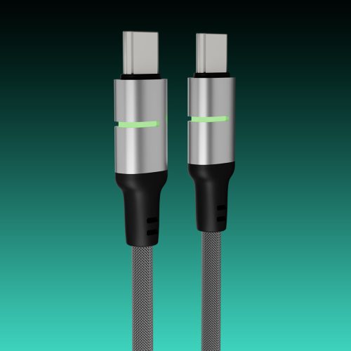 AVAX CB632 STEELY LED 60W USB-C gyorstöltő kábel, fonott, 1m, fekete