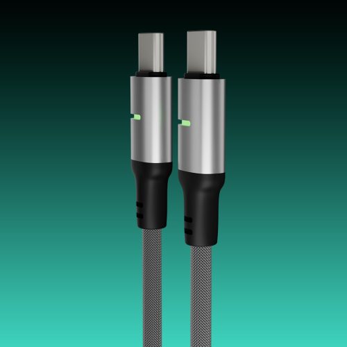 AVAX CB632 STEELY LED 60W USB-C gyorstöltő kábel, fonott, 1m, fekete