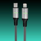 AVAX CB635 STEELY LED 27W USB-C – Lightning gyorstöltő kábel, fonott 1m, fekete