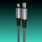 AVAX CB635 STEELY LED 27W USB-C – Lightning gyorstöltő kábel, fonott 1m, fekete