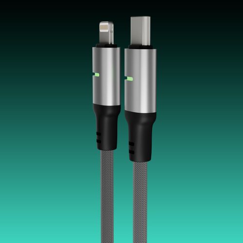 AVAX CB635 STEELY LED 27W USB-C – Lightning gyorstöltő kábel, fonott 1m, fekete