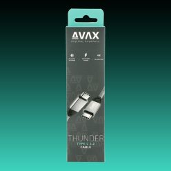   AVAX CB901 THUNDER 3.2 USB-C kábel 100W/10Gbps 1m, viharszürke