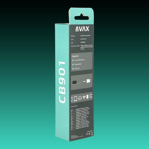 AVAX CB901 THUNDER 3.2 Type C 100W/10Gbps fonott kábel 1m, viharszürke