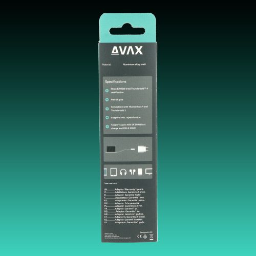 AVAX CB902 THUNDER 240W/40Gbps USB4.0/Intel Thunderbolt TM 4 1m fonott kábel, viharszürke