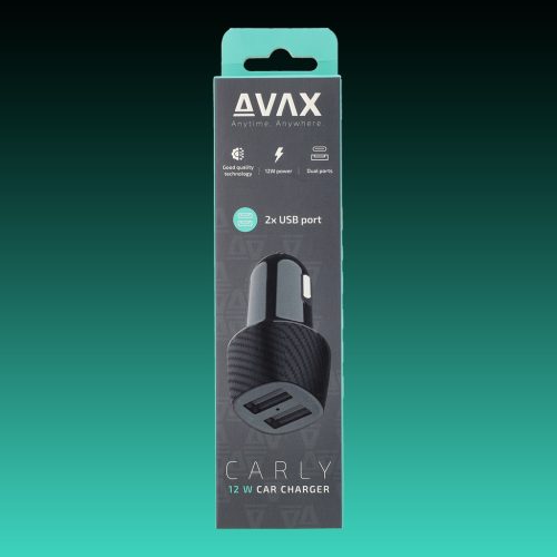 AVAX CC301B CARLY 12W Autós töltő adapter 2x USB A, fekete