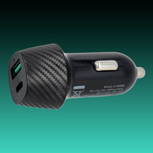 AVAX CC302B CARLY 20W Autós töltő USB A (QC)+Type C (PD), fekete