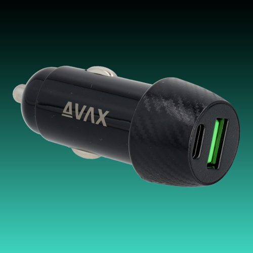 AVAX CC303B CARLY 38W Autós töltő USB A (QC)+Type C (PD), fekete