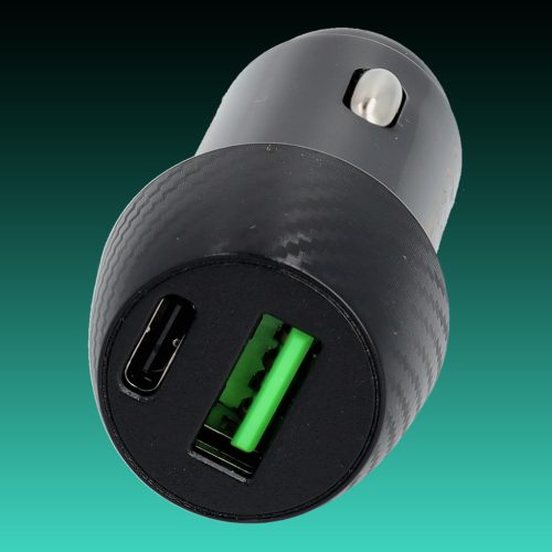 AVAX CC303B CARLY 38W Autós töltő USB A (QC)+Type C (PD), fekete