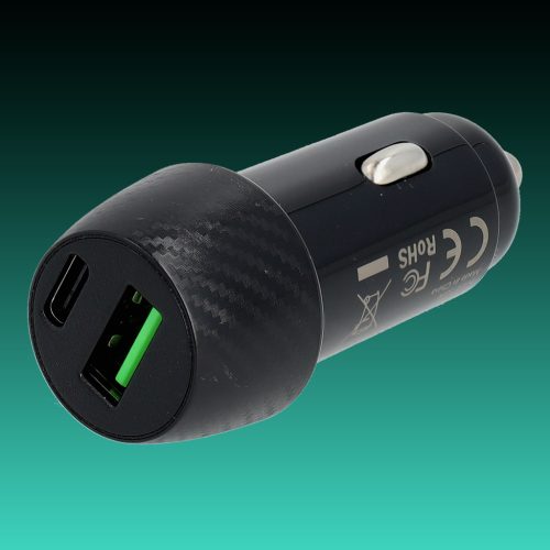 AVAX CC303B CARLY 38W Autós töltő USB A (QC)+Type C (PD), fekete