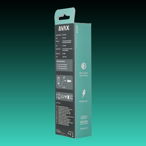 AVAX CC665B CARLY+ 83W Autós töltő USB A+Type C (PD3.0), fekete